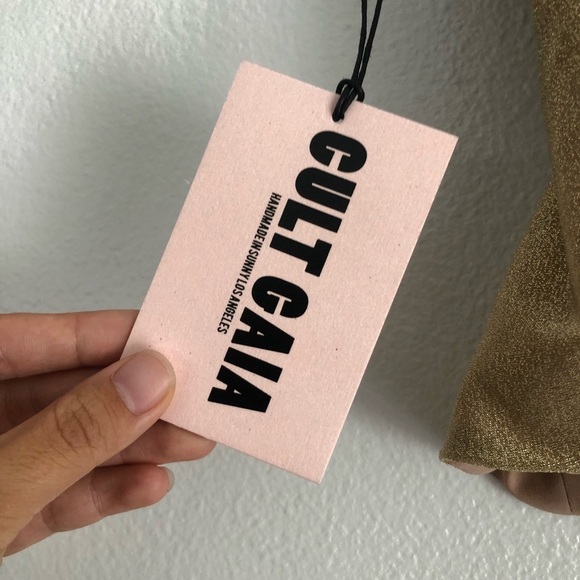 NWT Cult gaia alia camisole cropped tank top shiny gold - Picture 11 of 14